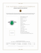 1.43 Ct. Emerald Natural Diamond Halo Ring, Platinum 950 Scan Report