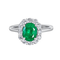 1.43 Ct. Emerald Natural Diamond Halo Ring, Platinum 950 Image