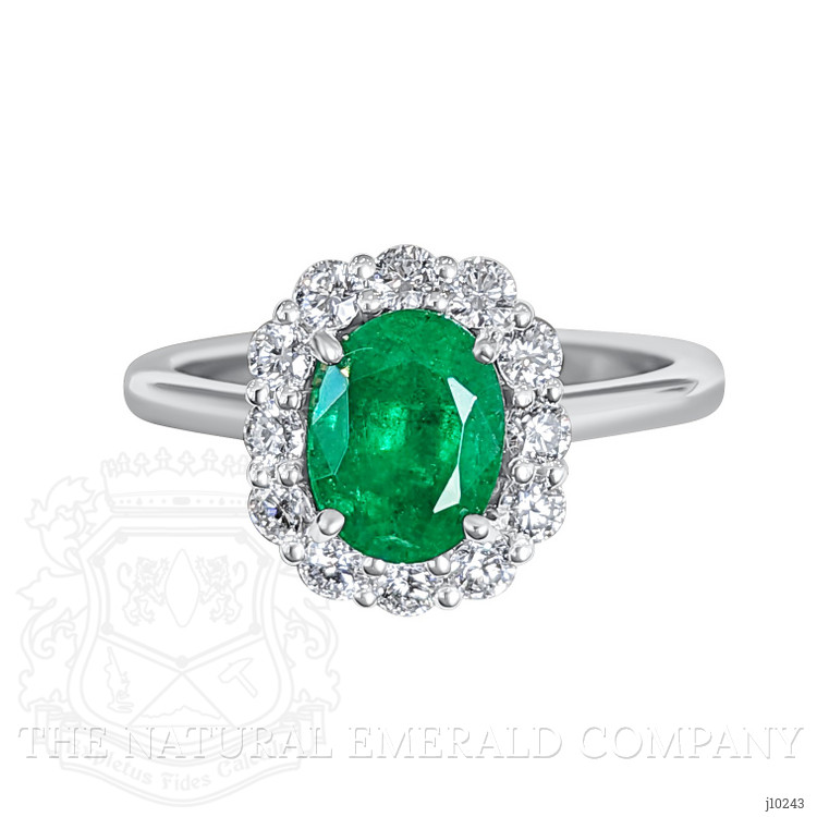 1.43 Ct. Emerald Natural Diamond Halo Ring, Platinum 950