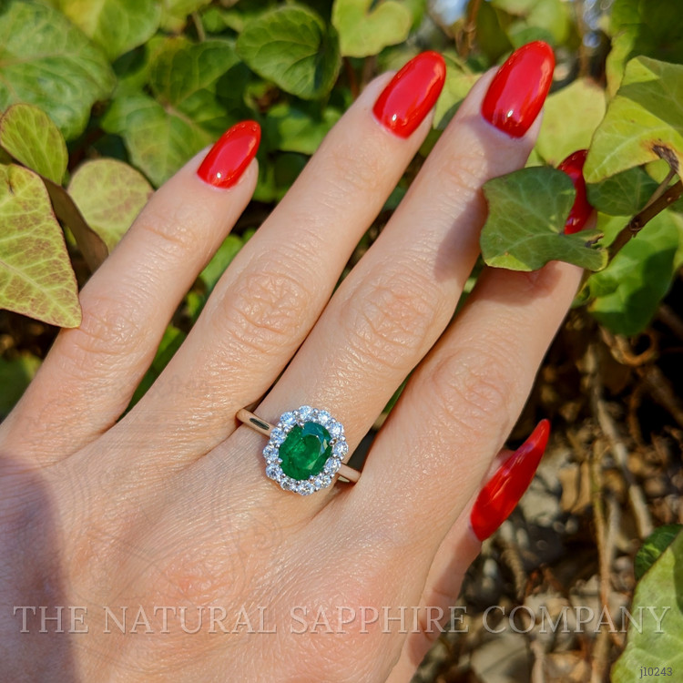 1.43 Ct. Emerald Natural Diamond Halo Ring, Platinum 950