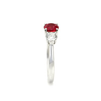 1.01 Ct. Ruby Natural Diamond Three Stone Ring, 14K White Gold Image