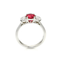 1.01 Ct. Ruby Natural Diamond Three Stone Ring, 14K White Gold Image