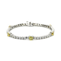 2.30 Ct.Tw. Yellow Sapphire and Natural Diamond Halo Bracelet, 14K White Gold Video