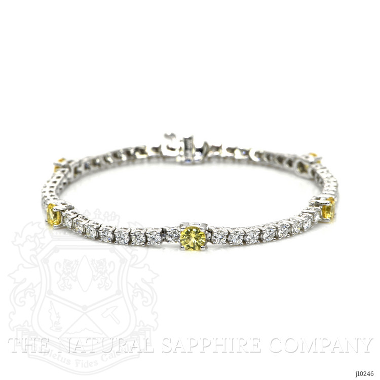 2.30 Ct.Tw. Yellow Sapphire and Natural Diamond Halo Bracelet, 14K White Gold