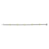 2.30 Ct.Tw. Yellow Sapphire and Natural Diamond Halo Bracelet, 14K White Gold Image