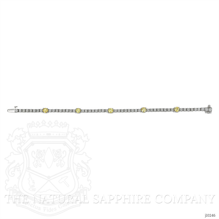 2.30 Ct.Tw. Yellow Sapphire and Natural Diamond Halo Bracelet, 14K White Gold