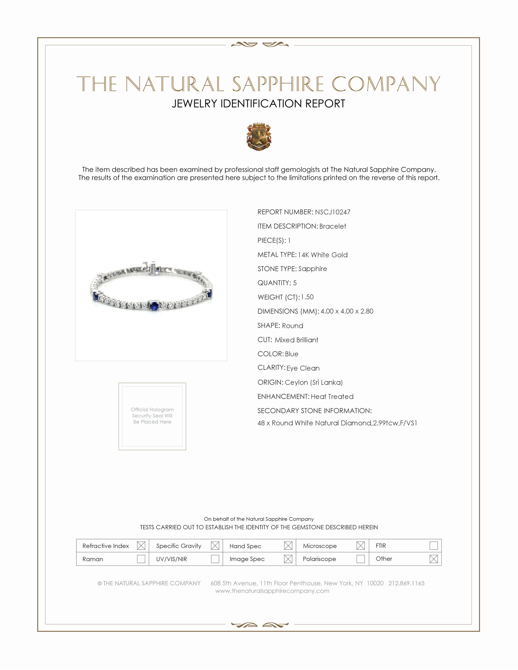 1.50 Ct.Tw. Blue Sapphire and Natural Diamond Halo Bracelet, 14K White Gold
