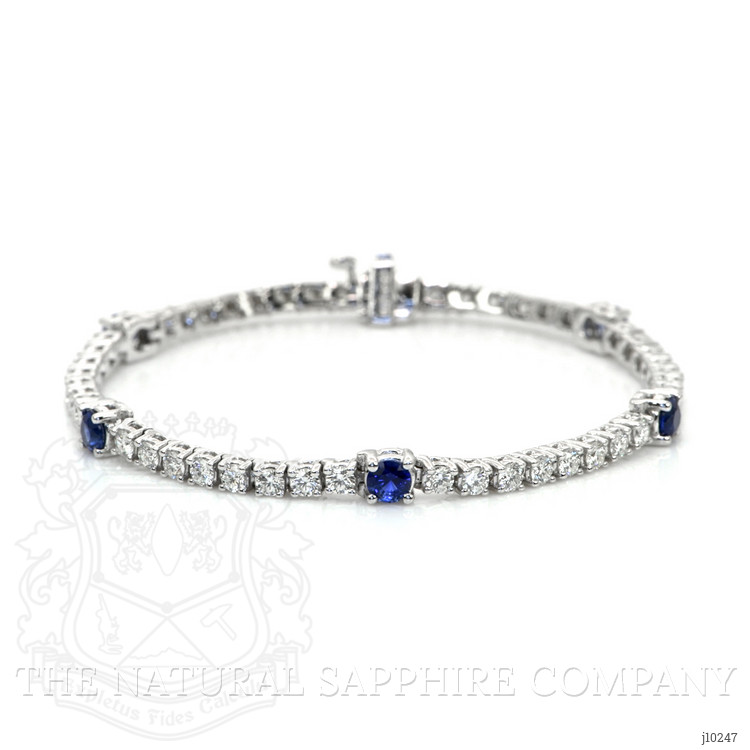 1.50 Ct.Tw. Blue Sapphire and Natural Diamond Halo Bracelet, 14K White Gold