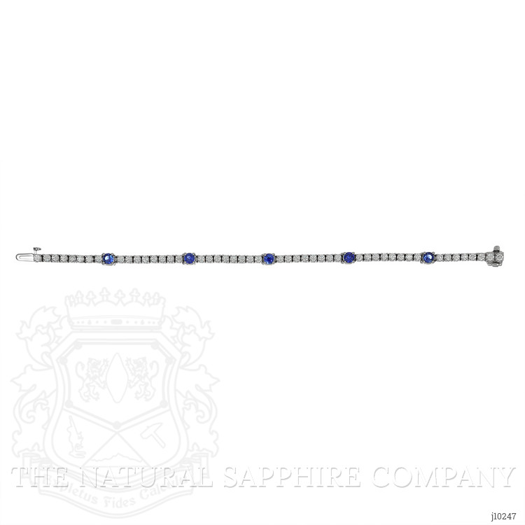 1.50 Ct.Tw. Blue Sapphire and Natural Diamond Halo Bracelet, 14K White Gold