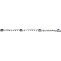 1.50 Ct.Tw. Blue Sapphire and Natural Diamond Halo Bracelet, 14K White Gold Image