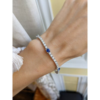 1.50 Ct.Tw. Blue Sapphire and Natural Diamond Halo Bracelet, 14K White Gold Life Style
