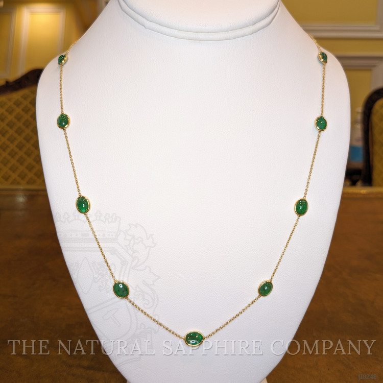 14.73 Ct. Emerald Bezel Necklace, 14K Yellow Gold