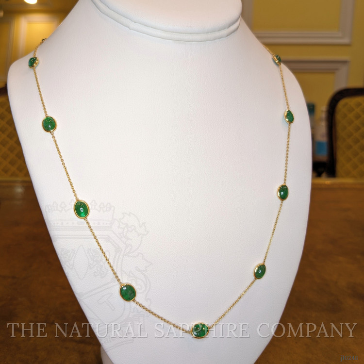 14.73 Ct. Emerald Bezel Necklace, 14K Yellow Gold