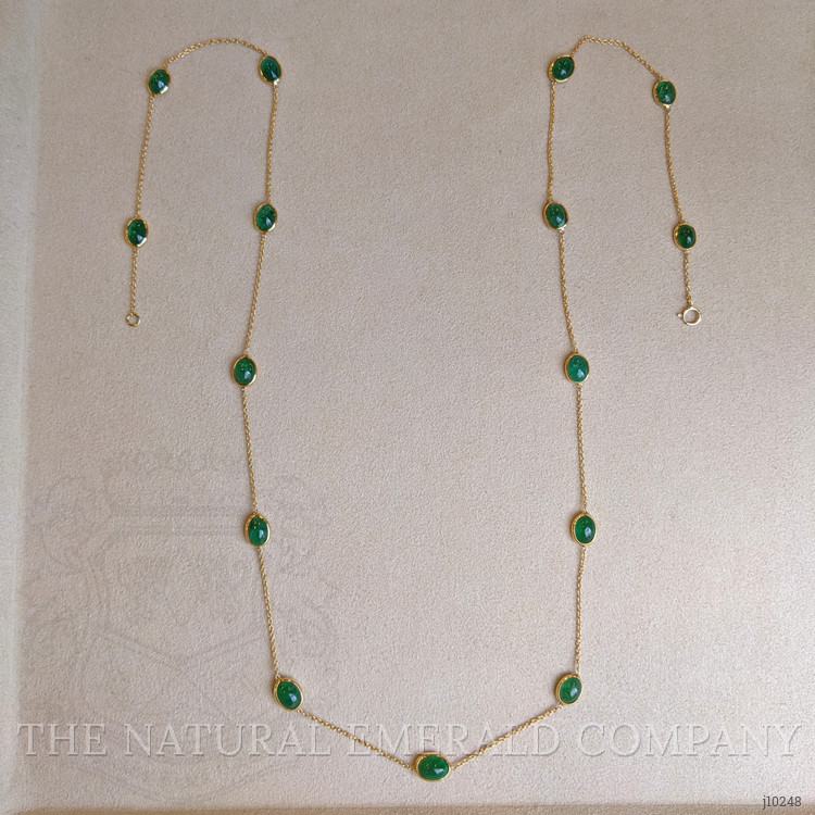 14.73 Ct. Emerald Bezel Necklace, 14K Yellow Gold