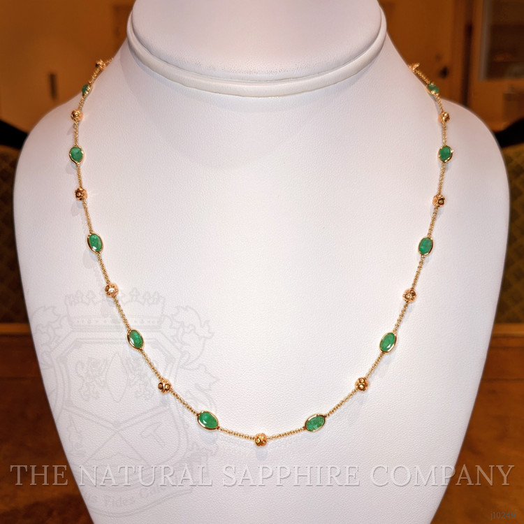 5.20 Ct. Emerald Bezel Necklace, 18K Yellow Gold