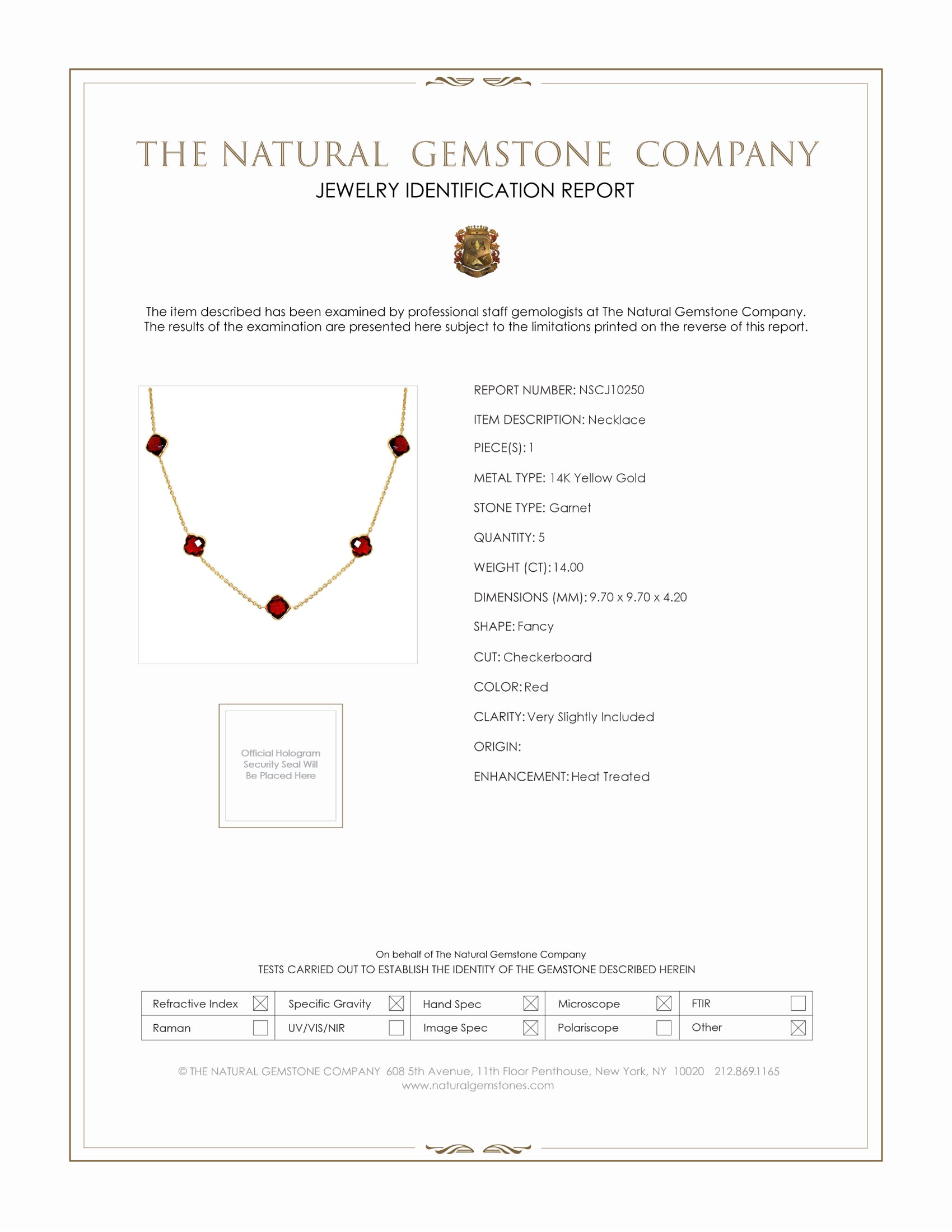 14.00 Ct. Garnet Bezel Necklace, 14K Yellow Gold