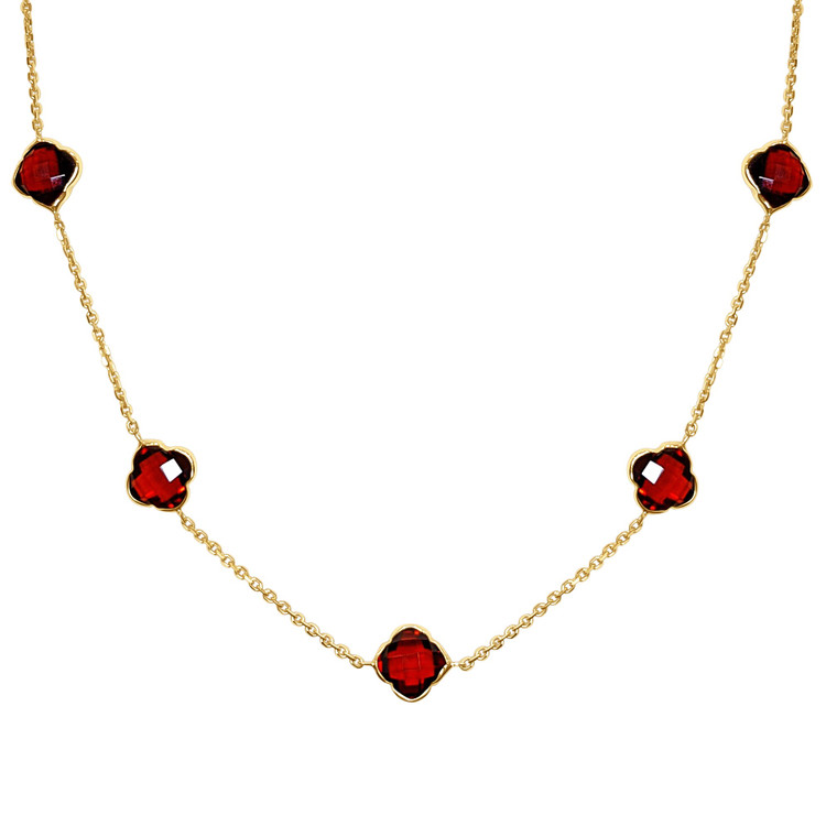 14.00 Ct. Garnet Bezel Necklace, 14K Yellow Gold