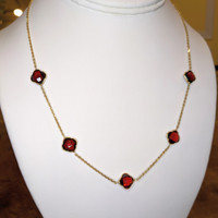 14.00 Ct. Garnet Bezel Necklace, 14K Yellow Gold Image