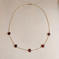 14.00 Ct. Garnet Bezel Necklace, 14K Yellow Gold Life Style