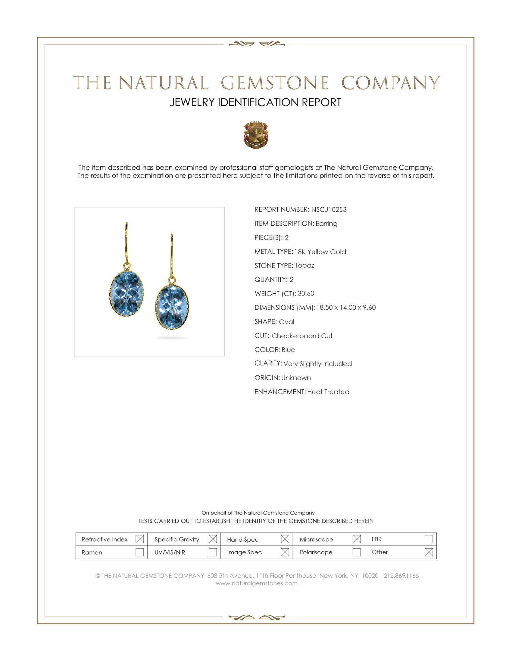 30.60 Ct.Tw. Blue Topaz Drops Earrings, 18K Yellow Gold
