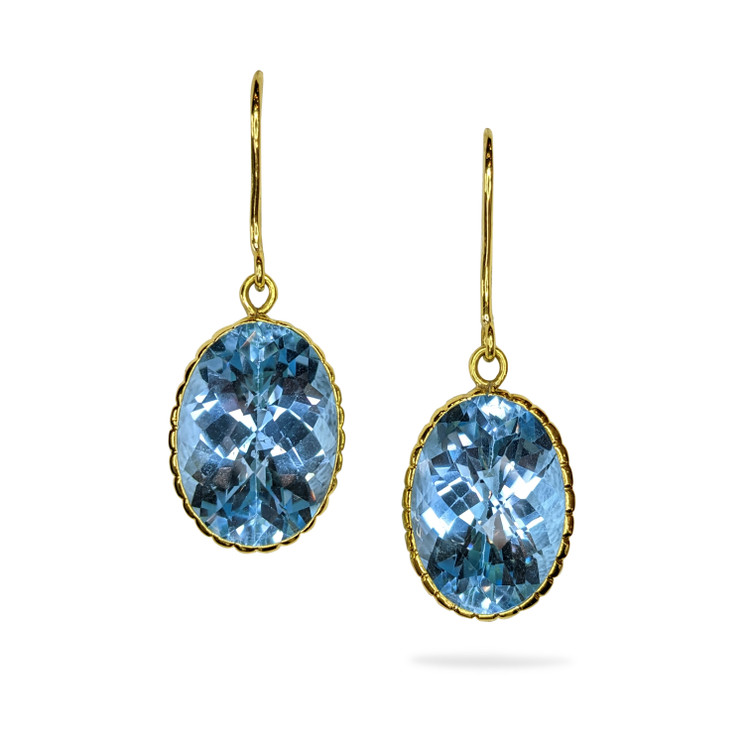 30.60 Ct.Tw. Topaz Drops Earrings, 18K Yellow Gold