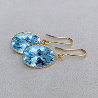 30.60 Ct.Tw. Topaz Drops Earrings, 18K Yellow Gold Life Style