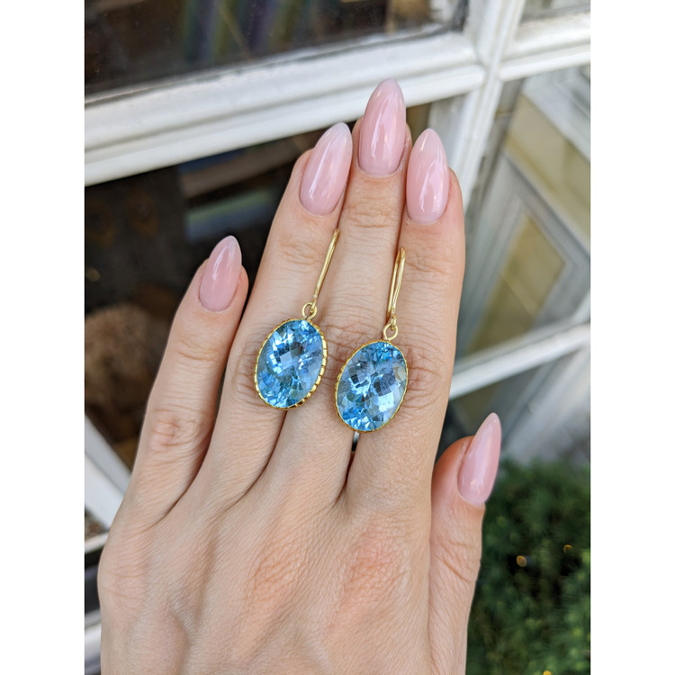 30.60 Ct.Tw. Topaz Drops Earrings, 18K Yellow Gold