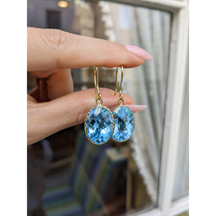 30.60 Ct.Tw. Topaz Drops Earrings, 18K Yellow Gold