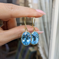 30.60 Ct.Tw. Topaz Drops Earrings, 18K Yellow Gold Life Style