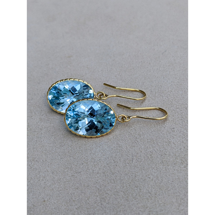 30.60 Ct.Tw. Topaz Drops Earrings, 18K Yellow Gold