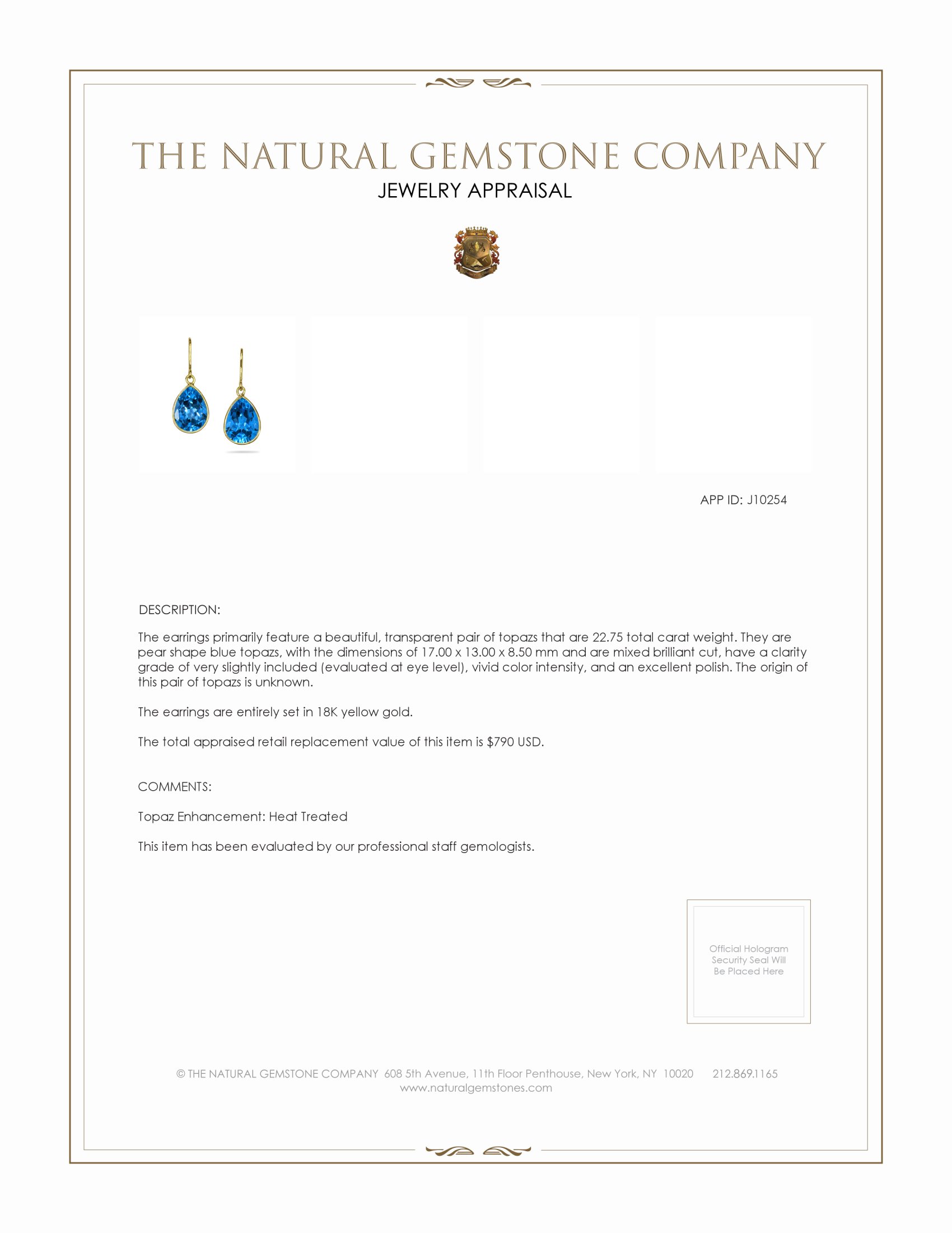 22.75 Ct.Tw. Topaz Drops Earrings, 18K Yellow Gold