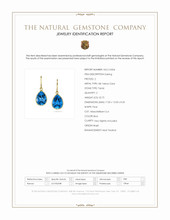 22.75 Ct.Tw.Total Carat Weight Blue Topaz Drops Earrings, 18K Yellow Gold Scan Report