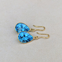 22.75 Ct.Tw. Topaz Drops Earrings, 18K Yellow Gold Life Style