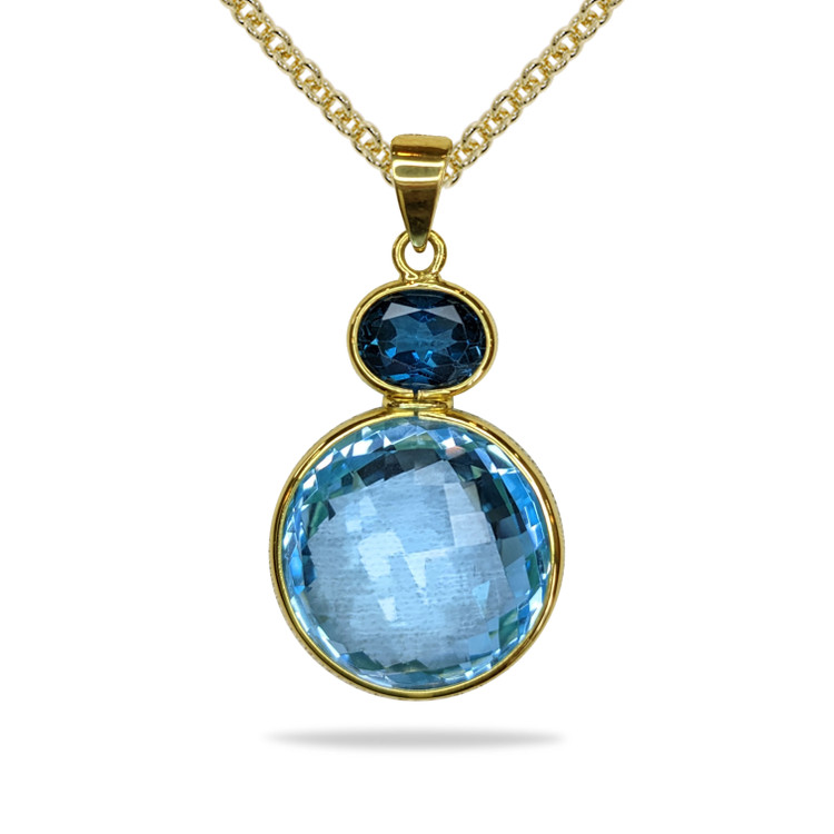 22.04 Ct. Topaz Topaz Bezel Pendant, 18K White Gold