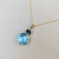 22.04 Ct. Topaz Topaz Bezel Pendant, 18K White Gold Life Style