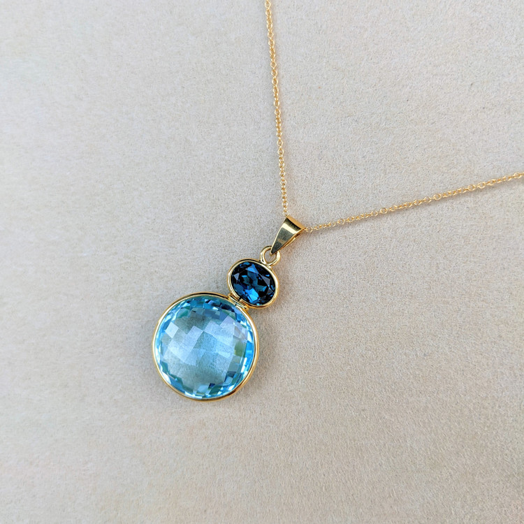 22.04 Ct. Topaz Topaz Bezel Pendant, 18K White Gold