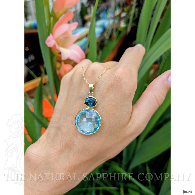 22.04 Ct. Topaz Topaz Bezel Pendant, 18K White Gold