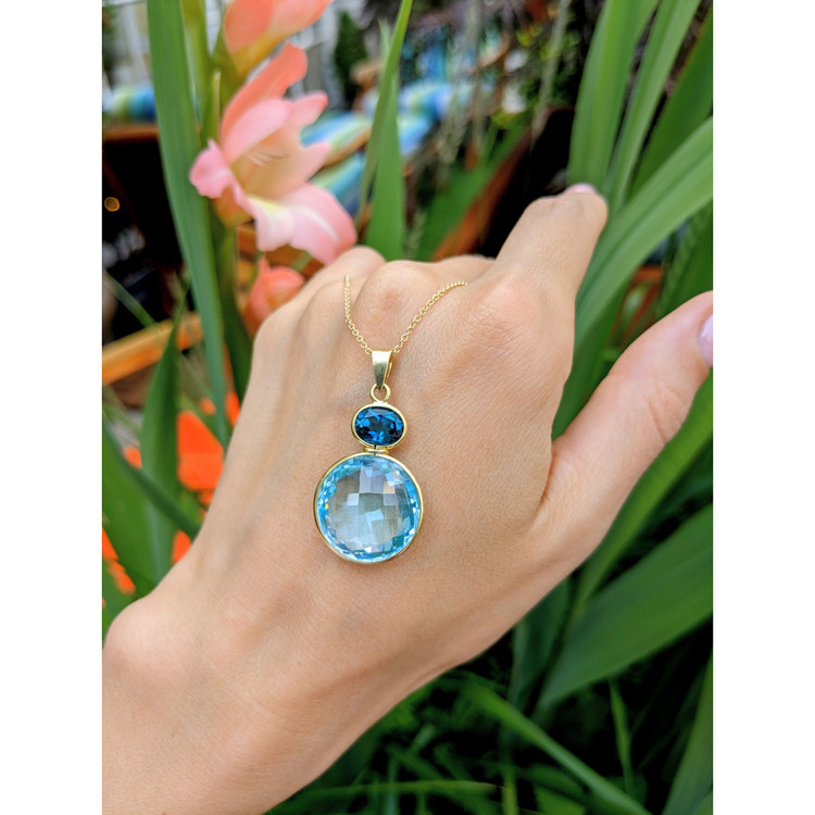 22.04 Ct. Topaz Topaz Bezel Pendant, 18K White Gold