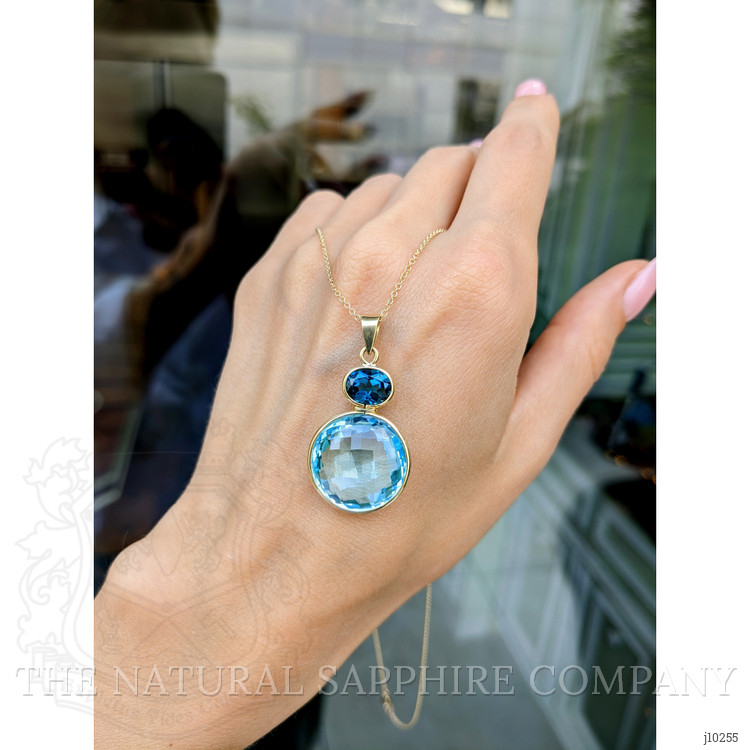 22.04 Ct. Topaz Topaz Bezel Pendant, 18K White Gold