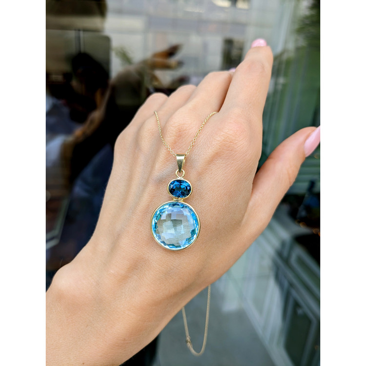 22.04 Ct. Topaz Topaz Bezel Pendant, 18K White Gold