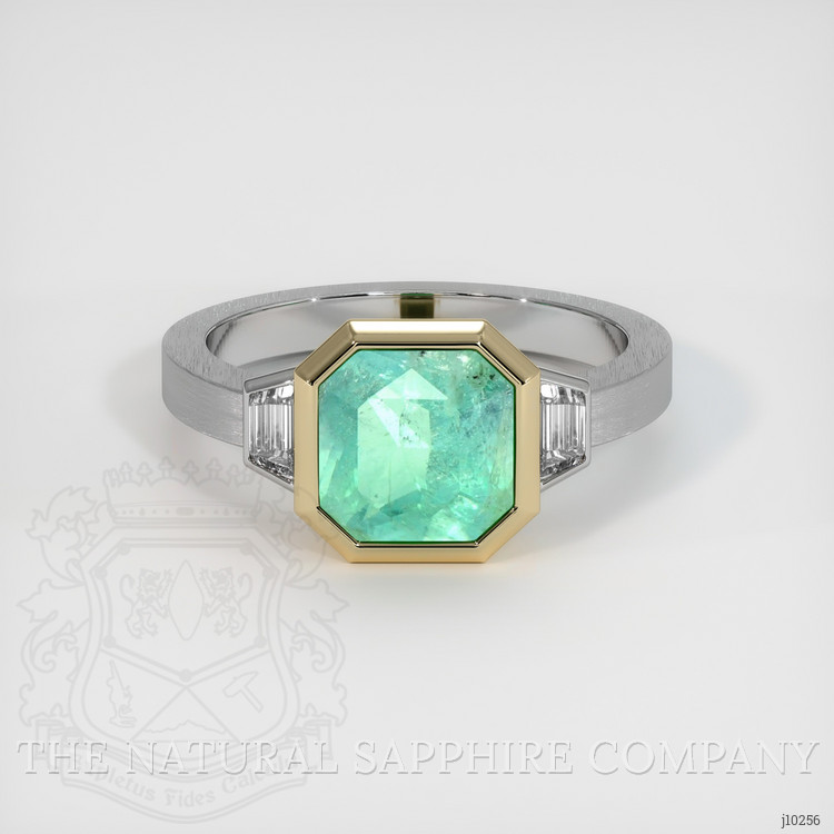 1.87 Ct. Emerald Natural Diamond Vedic Ring, 18K White & Yellow