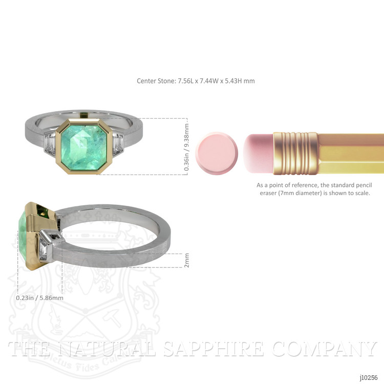 1.87 Ct. Emerald Natural Diamond Vedic Ring, 18K White & Yellow