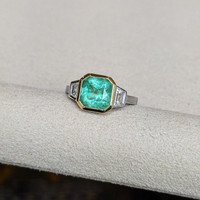 1.87 Ct. Emerald Natural Diamond Vedic Ring, 18K White & Yellow Life Style
