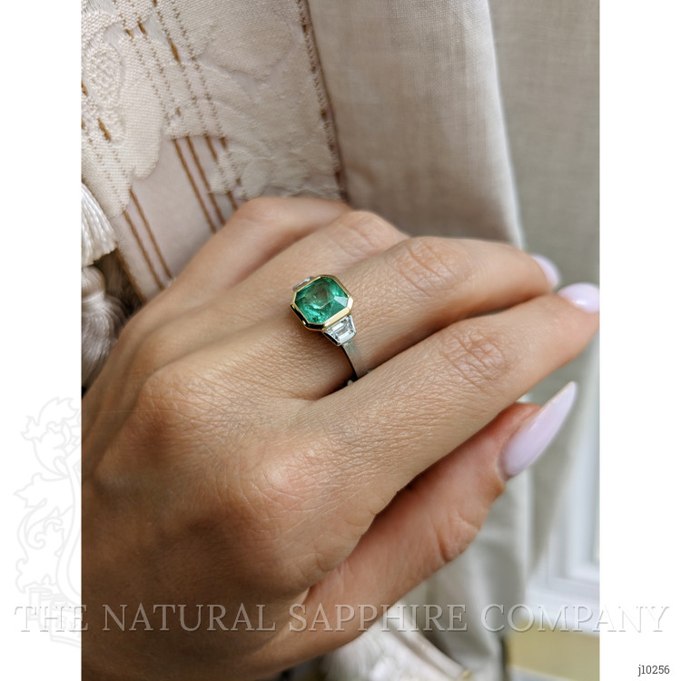 1.87 Ct. Emerald Natural Diamond Vedic Ring, 18K White & Yellow