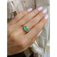 1.87 Ct. Emerald Natural Diamond Vedic Ring, 18K White & Yellow Life Style