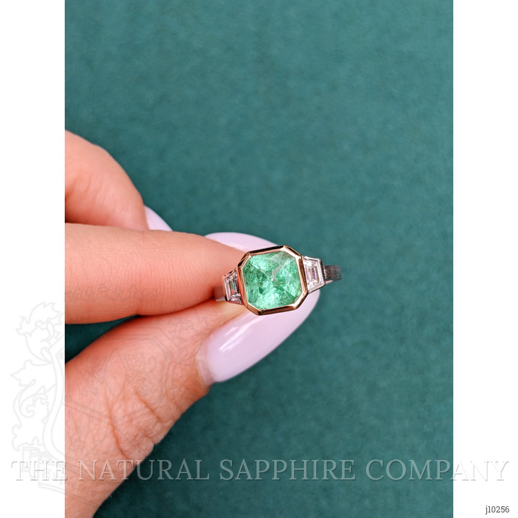 1.87 Ct. Emerald Natural Diamond Vedic Ring, 18K White & Yellow