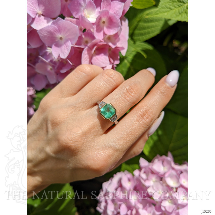 1.87 Ct. Emerald Natural Diamond Vedic Ring, 18K White & Yellow