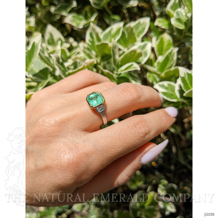 1.87 Ct. Emerald Natural Diamond Vedic Ring, 18K White & Yellow