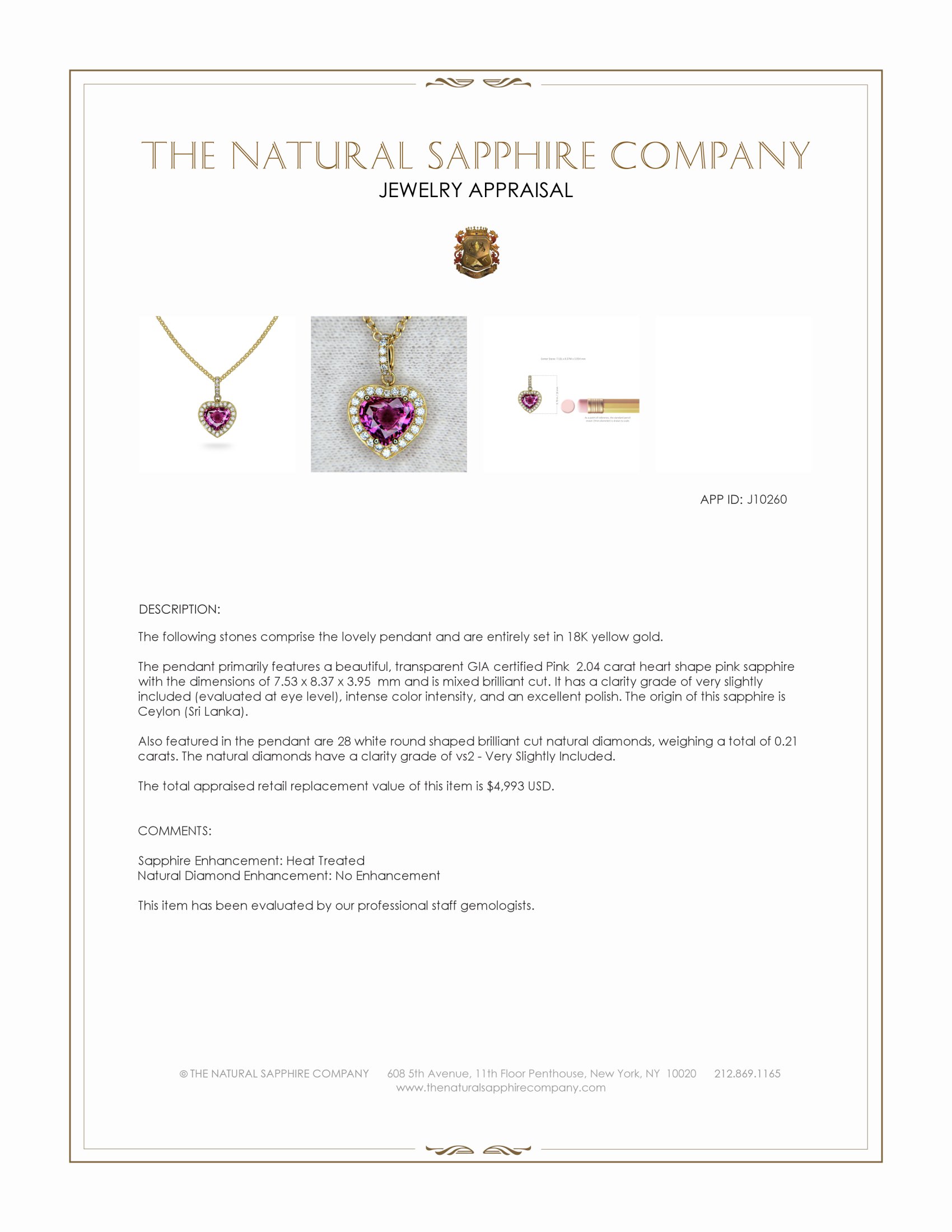 2.04 Ct. Pink Sapphire and Natural Diamond Pave Pendant, 18K Yellow Gold