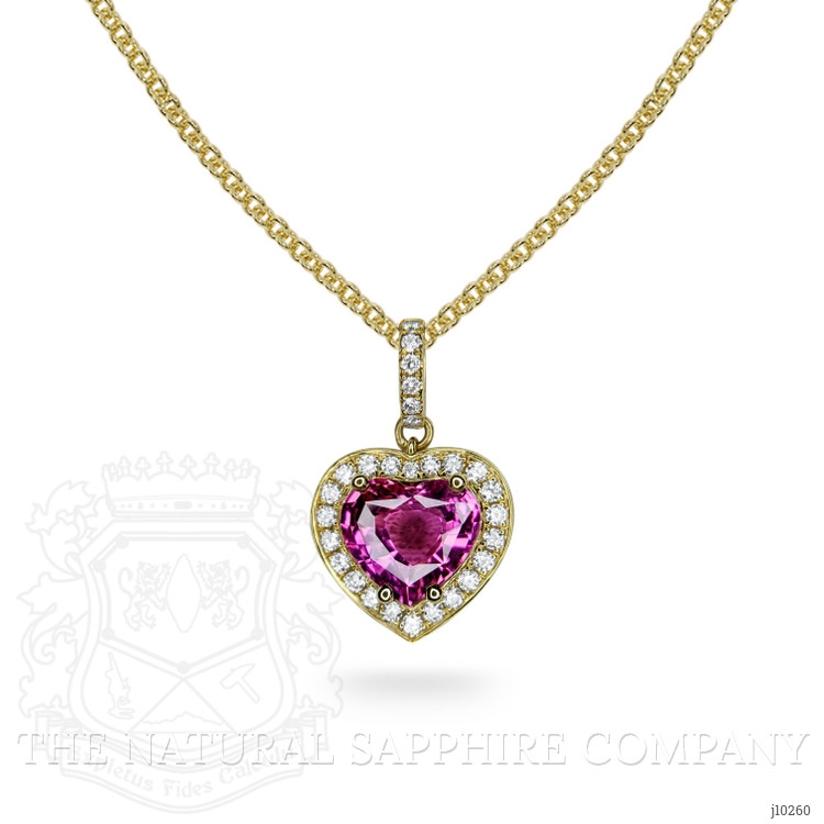 2.04 Ct. Pink Sapphire and Natural Diamond Pave Pendant, 18K Yellow Gold